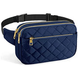 Hip Bum Bag Rhombus Pattern Phone Pouch Multi-Pockets Belts Purse Fanny Pack