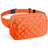Hip Bum Bag Rhombus Pattern Phone Pouch Multi-Pockets Belts Purse Fanny Pack