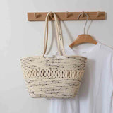 Cotton Woven Tote Bag Summer Beach Shoulder Handbags