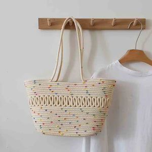 Cotton Woven Tote Bag Summer Beach Shoulder Handbags