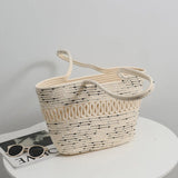 Cotton Woven Tote Bag Summer Beach Shoulder Handbags