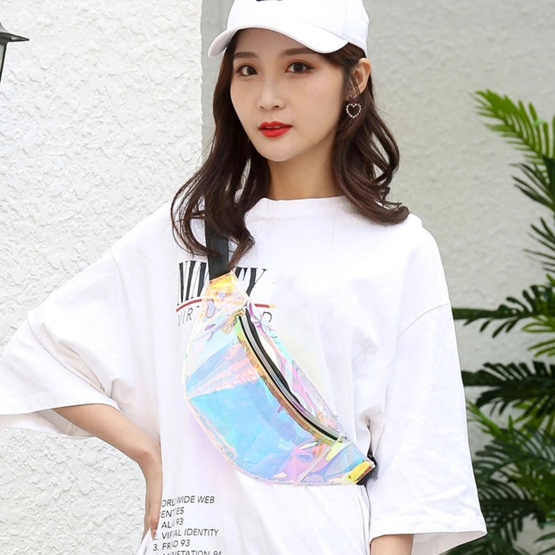 Translucent Holographic PVC Fanny Pack for Women