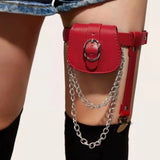 Stylish Women Waist Leg Belt Pu Leather Bag Fanny Pack for Outdoor Hiking