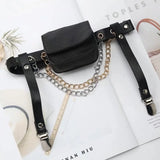 Stylish Women Waist Leg Belt Pu Leather Bag Fanny Pack for Outdoor Hiking