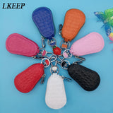 Unisex Leather Key Wallet Zipper Keys Pouch Gourd Car Key Ring Storage Case