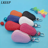 Unisex Leather Key Wallet Zipper Keys Pouch Gourd Car Key Ring Storage Case