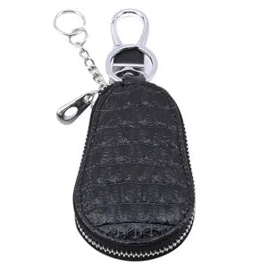 Unisex Leather Key Wallet Zipper Keys Pouch Gourd Car Key Ring Storage Case