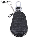 Unisex Leather Key Wallet Zipper Keys Pouch Gourd Car Key Ring Storage Case