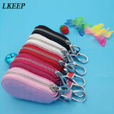 Leather Key Wallet Zipper Keys Pouch Car Key Storage Case