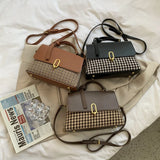 Houndstooth Crossbody Messenger Bag Purse with Scarf