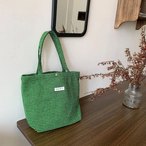 Houndstooth Pattern Women's Tote Handbags Plaid Ladies Portable Shoulder Bag