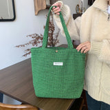 Houndstooth Pattern Women's Tote Handbags Plaid Ladies Portable Shoulder Bag