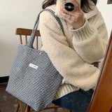 Houndstooth Pattern Women's Tote Handbags Plaid Ladies Portable Shoulder Bag