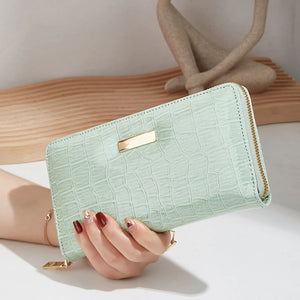 Stone Pattern Long Wallet Solid Women Zipper Purse Card Clutch Bag