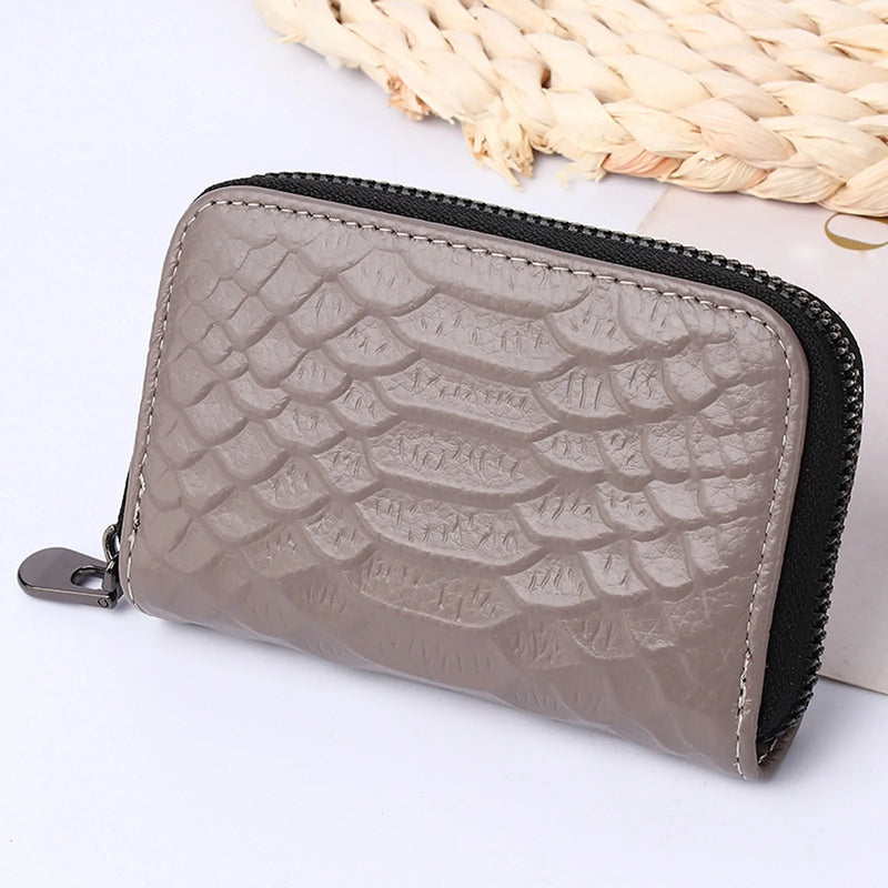 Long Wallet Solid Serpentine Women Hasp Purse Multiple Card Slots Clutch Bag