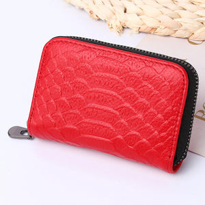 Long Wallet Solid Serpentine Women Hasp Purse Multiple Card Slots Clutch Bag