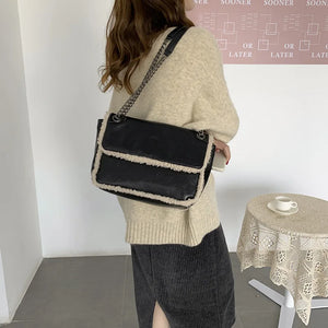 Lamb Wool Shoulder Bags Faux Fur Messenger Bag Totes Warm Purses