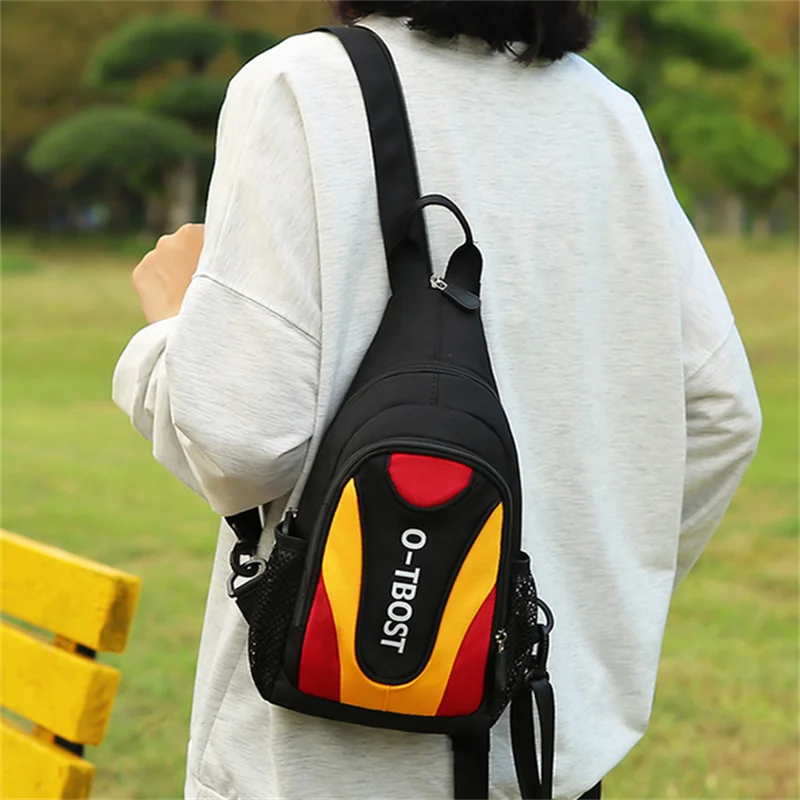 Patchwork Crossbody Bag Lightweight Outdoor Sports Leisure Couple Chest Bag