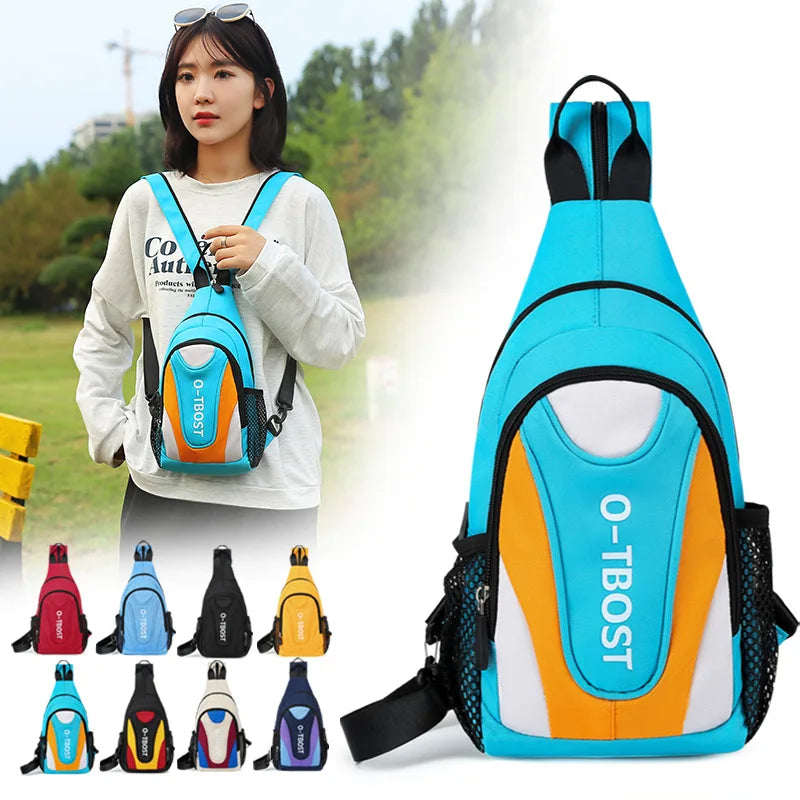 Patchwork Crossbody Bag Lightweight Outdoor Sports Leisure Couple Chest Bag
