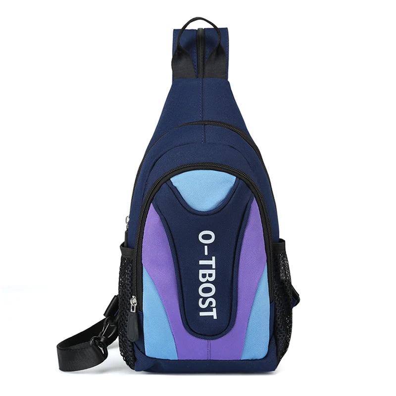 Patchwork Crossbody Bag Lightweight Outdoor Sports Leisure Couple Chest Bag