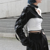 One Shoulder Long Sleeve Streetwear Hip Hop Coat Tops