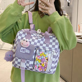 Japanese Plaid Shoulder Backpack Large Capacity Students Girl Travel Schoolbag