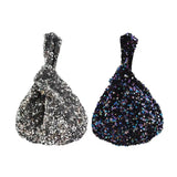 Japanese-style Knotted Wrist Bag Silver Sequins Small Handbag