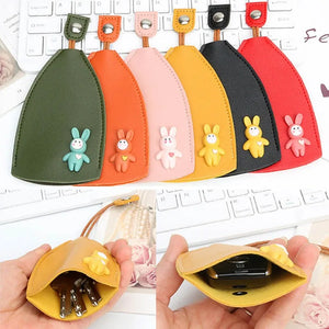 Cartoon Rabbit Cat Key Bag PU Leather Key Wallet Car Holder Keychain Pouch