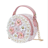 Kid Girl Princess Handbag Sling Shoulder Bag PU Round Crossbody Purses