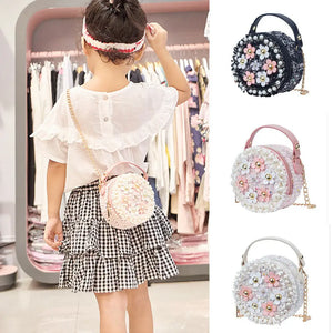 Kid Girl Princess Handbag Sling Shoulder Bag PU Round Crossbody Purses