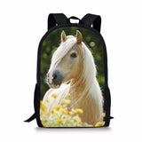 Flower Horse Prints Kids Backpack School Bags Women's Travel Backpack