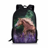 Flower Horse Prints Kids Backpack School Bags Women's Travel Backpack