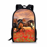 Flower Horse Prints Kids Backpack School Bags Women's Travel Backpack