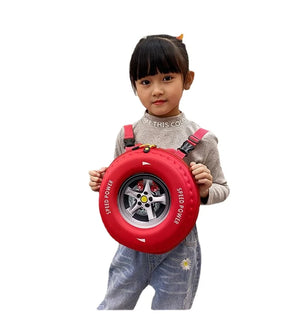 Kids Car Wheel Shape Backpack Waterproof Mini Bag