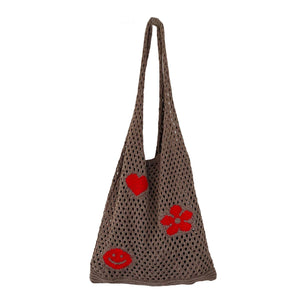 Large Capacity Shoulder Underarm Bag Portable Mesh Woven Handbags