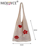 Large Capacity Beach Travel Mesh Flower Woven Handbags