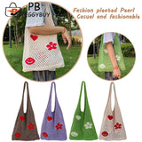 Large Capacity Shoulder Underarm Bag Portable Mesh Woven Handbags