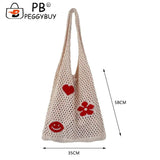 Large Capacity Shoulder Underarm Bag Portable Mesh Woven Handbags