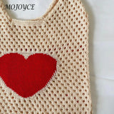 Knitted Shoulder Bag Casual Mesh Woven Handbag Travel Portable Clutch