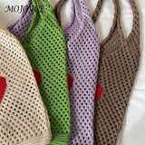 Knitted Shoulder Bag Casual Mesh Woven Handbag Travel Portable Clutch
