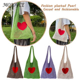 Knitted Shoulder Bag Casual Mesh Woven Handbag Travel Portable Clutch