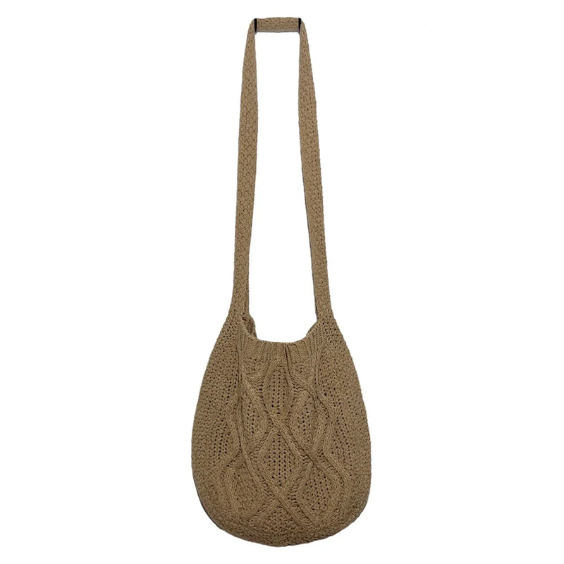 Women's Knitted Shoulder Bag Large Capacity Crossbody Casual Shopping Handbag
