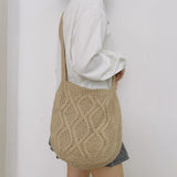 Women's Knitted Shoulder Bag Large Capacity Crossbody Casual Shopping Handbag