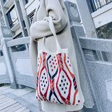 Boho Crochet Shopping Tote Bag Top-Handle