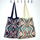 Boho Crochet Shopping Tote Bag Top-Handle