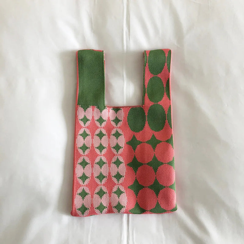 Sweet Heart Pattern Knitting Women Tote Shoulder Bag