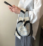 Sweet Heart Pattern Knitting Women Tote Shoulder Bag