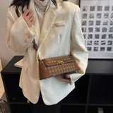 Houndstooth Knotted Handle Bag Classic Handbag PU Leather Retro Crossbody Bag