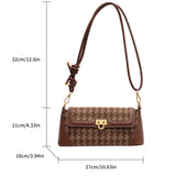 Houndstooth Knotted Handle Bag Classic Handbag PU Leather Retro Crossbody Bag
