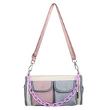 Korea Style Women's Patchwork Satchel Bag Nylon Crossbody Travel Tote Bag